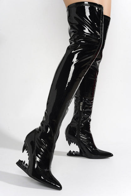 Unruly Patent Leather Over The Knee Boots
