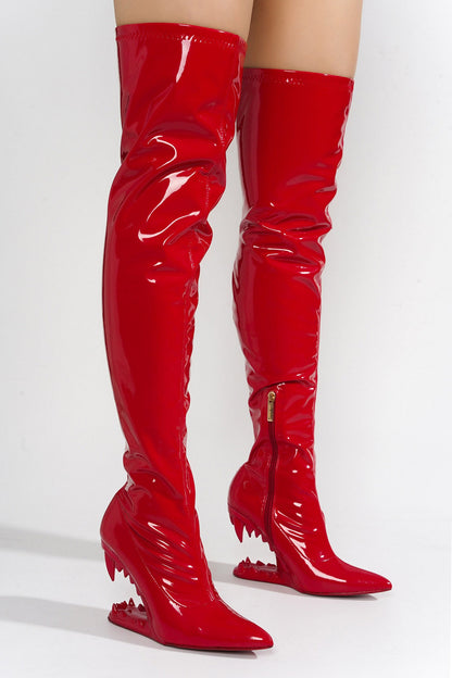 Unruly Patent Leather Over The Knee Boots