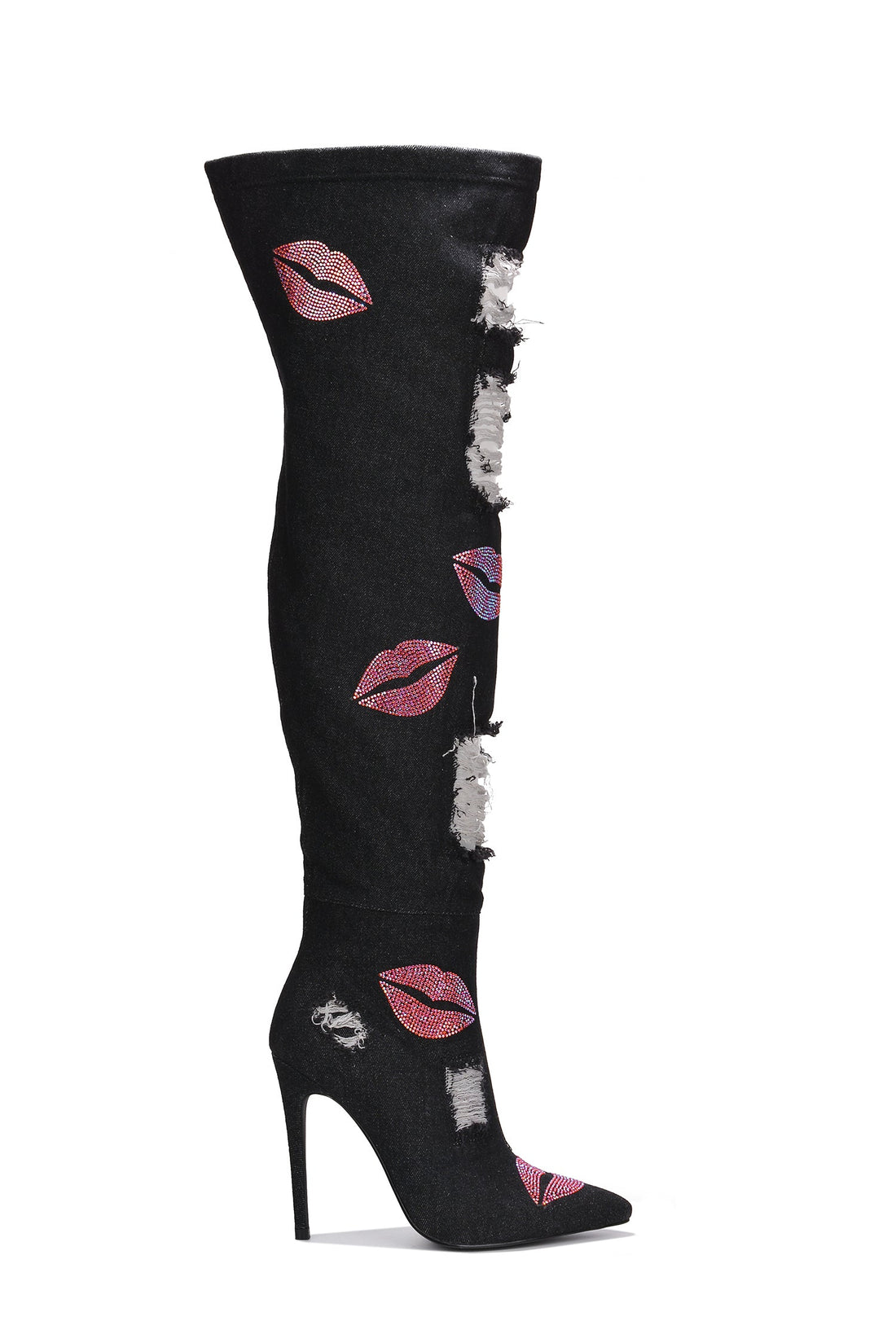 XoXo Rhinestones Decor Thigh High Boots