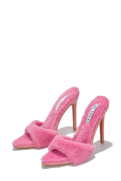 Aspen Faux Fur High Stiletto Heel Mules