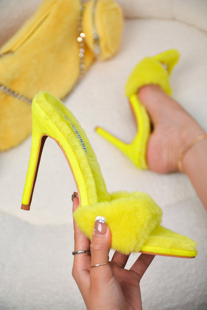 Aspen Faux Fur High Stiletto Heel Mules