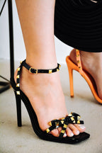 Parisienne Bow Detail Gold Studs High Heel Sandals