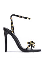 Parisienne Bow Detail Gold Studs High Heel Sandals