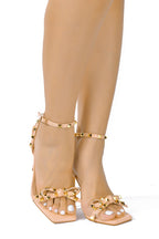 Parisienne Bow Detail Gold Studs High Heel Sandals