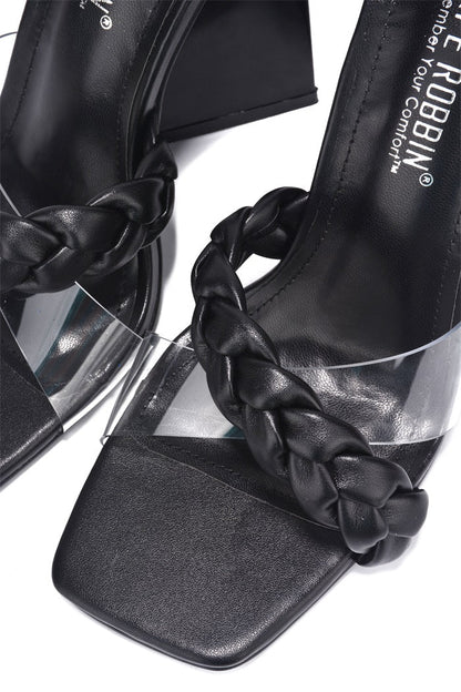 Clara Braid Detail Flared Block Heel Mules
