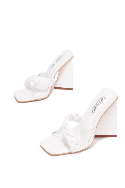 Clara Braid Detail Flared Block Heel Mules