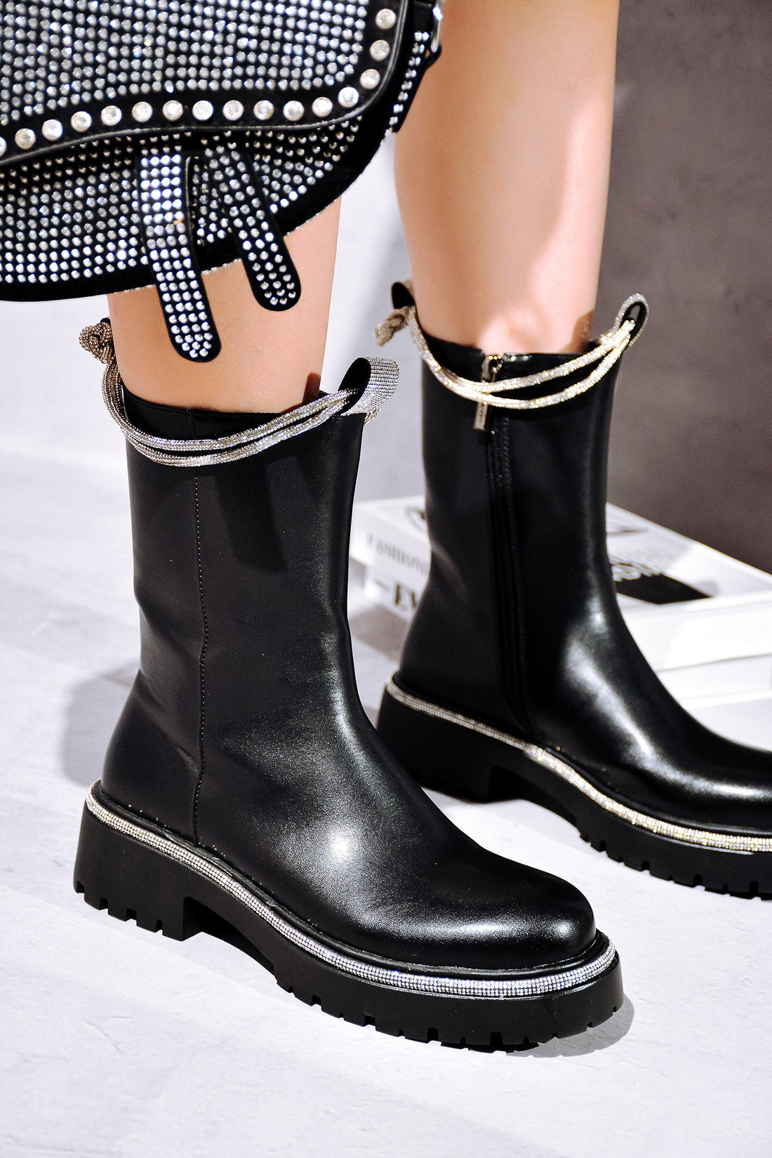Lauryn Diamanté Detail Ankle Boots