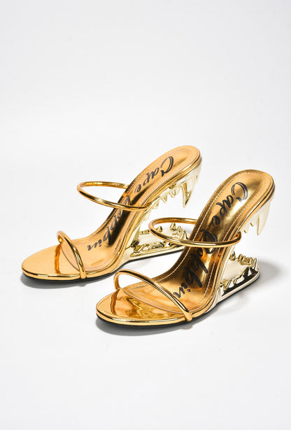 Bite Me Metallic Open Teeth High Heel Sandals