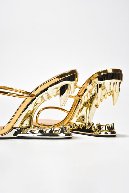 Bite Me Metallic Open Teeth High Heel Sandals