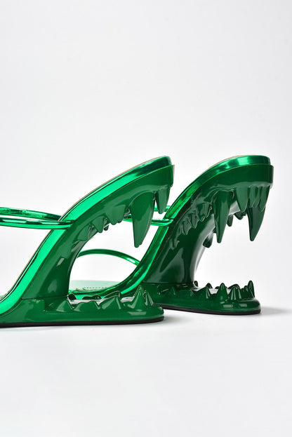Bite Me Metallic Open Teeth High Heel Sandals