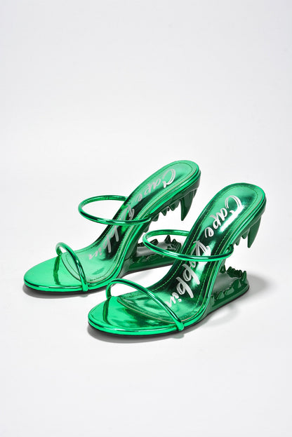 Bite Me Metallic Open Teeth High Heel Sandals