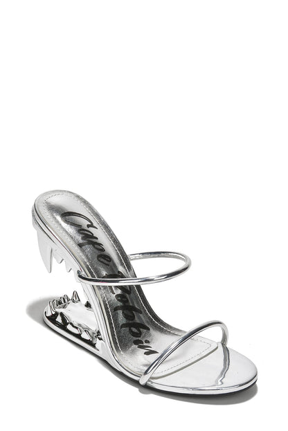 Bite Me Metallic Open Teeth High Heel Sandals