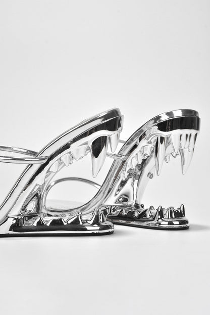 Bite Me Metallic Open Teeth High Heel Sandals