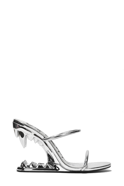Bite Me Metallic Open Teeth High Heel Sandals