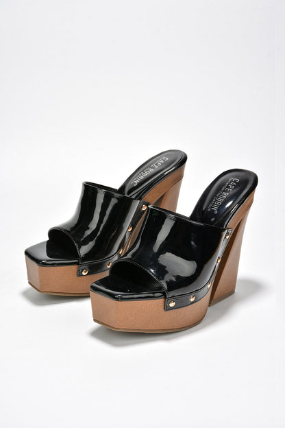 Leila Chunky Lug Sole Square Toe Heels