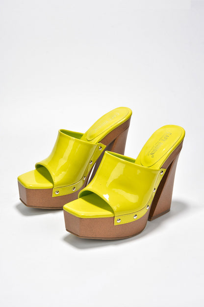 Leila Chunky Lug Sole Square Toe Heels