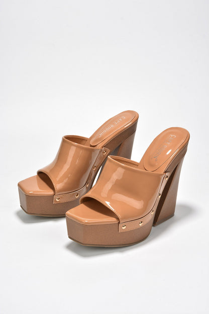 Leila Chunky Lug Sole Square Toe Heels
