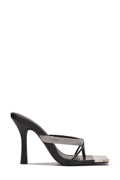 Cosmic Princess Rhinestone Strap Square Toe Heels