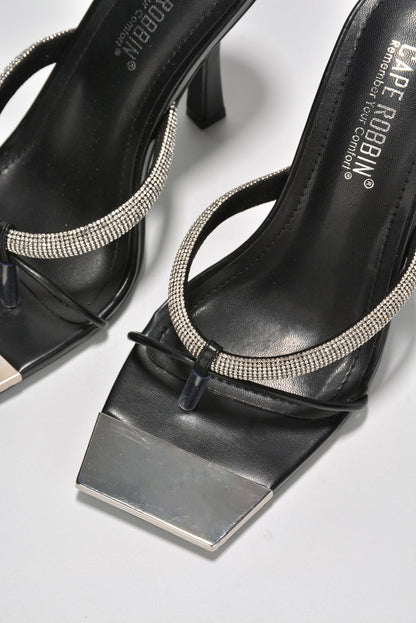 Cosmic Princess Rhinestone Strap Square Toe Heels