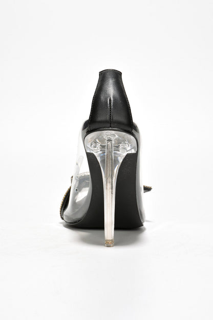 Lorie Diamanté Buckle Decor High Heel Clear Pumps