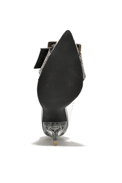 Lorie Diamanté Buckle Decor High Heel Clear Pumps