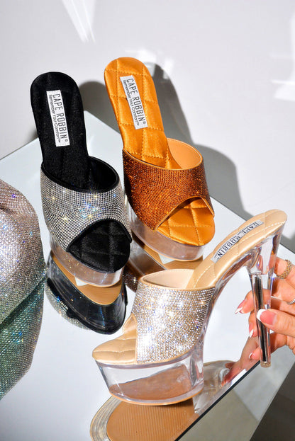 Crystal Rhinestone Studded Ultra High Platform Pleaser Heels