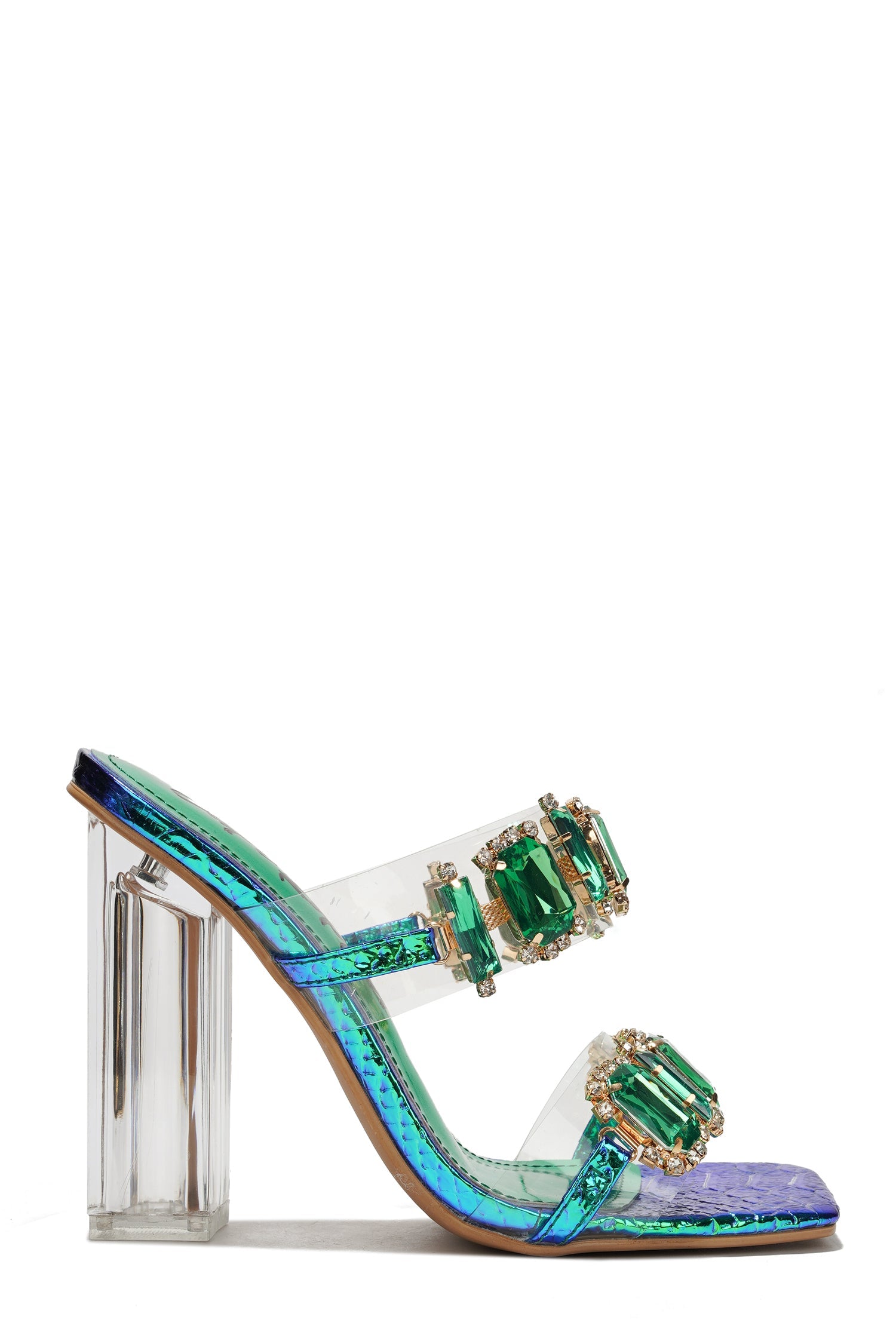 Marbella Bejeweled Perspex High Heel Mules