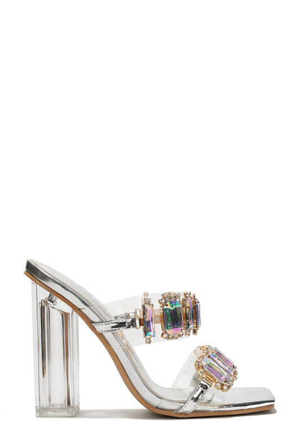 Marbella Bejeweled Perspex High Heel Mules