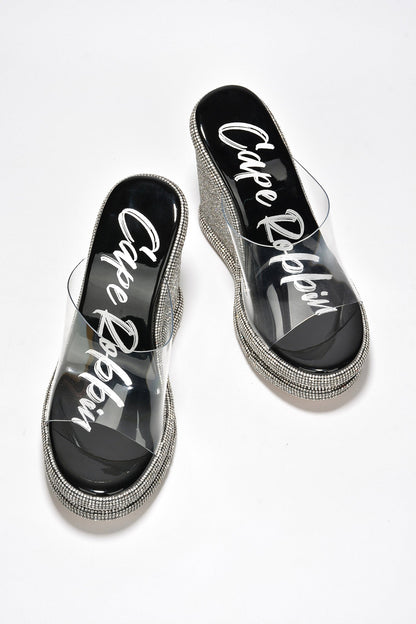 Stacia Rhinestone Wedge Perspex Heels