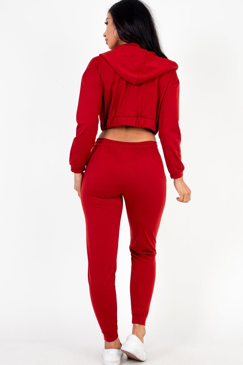 Casual Basics Cropped Jacket, Cami &amp; Joggers Lounge Set - ShopRbls