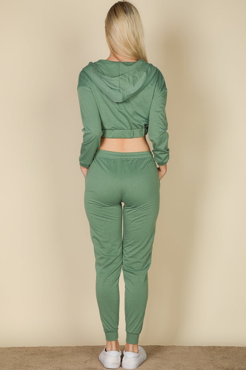 Casual Basics Cropped Jacket, Cami &amp; Joggers Lounge Set - ShopRbls