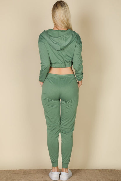 Casual Basics Cropped Jacket, Cami &amp; Joggers Lounge Set - ShopRbls