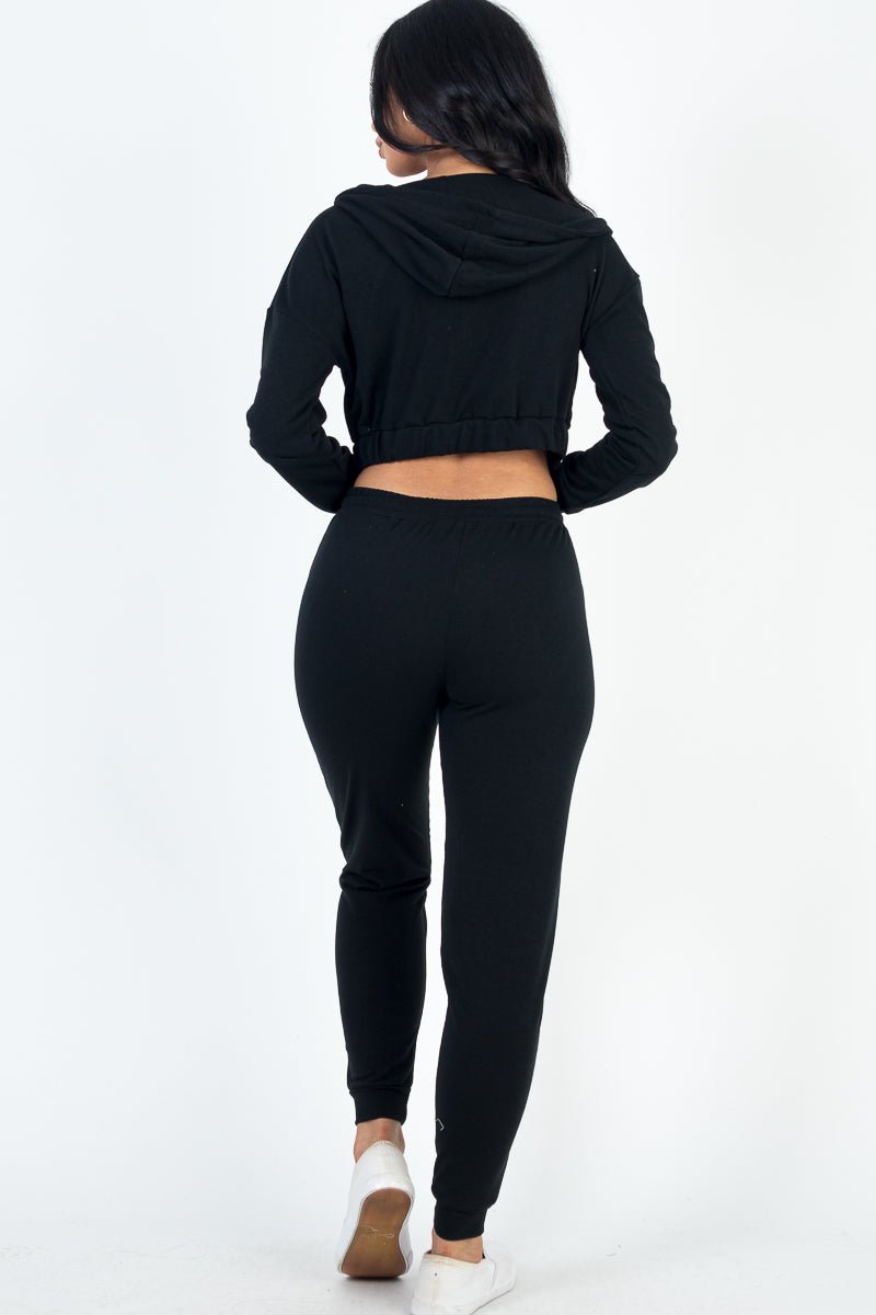 Casual Basics Cropped Jacket, Cami & Joggers Lounge Set - ShopRbls