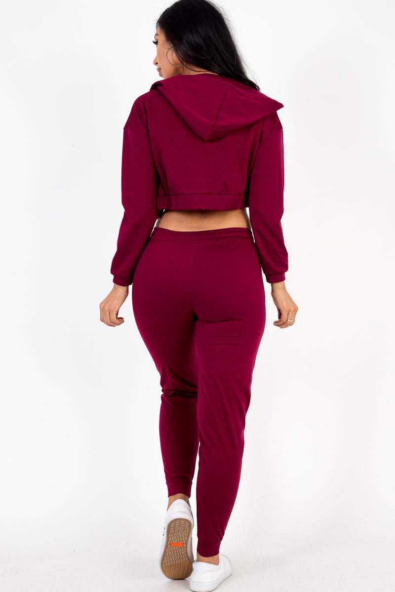 Casual Basics Cropped Jacket, Cami & Joggers Lounge Set - ShopRbls