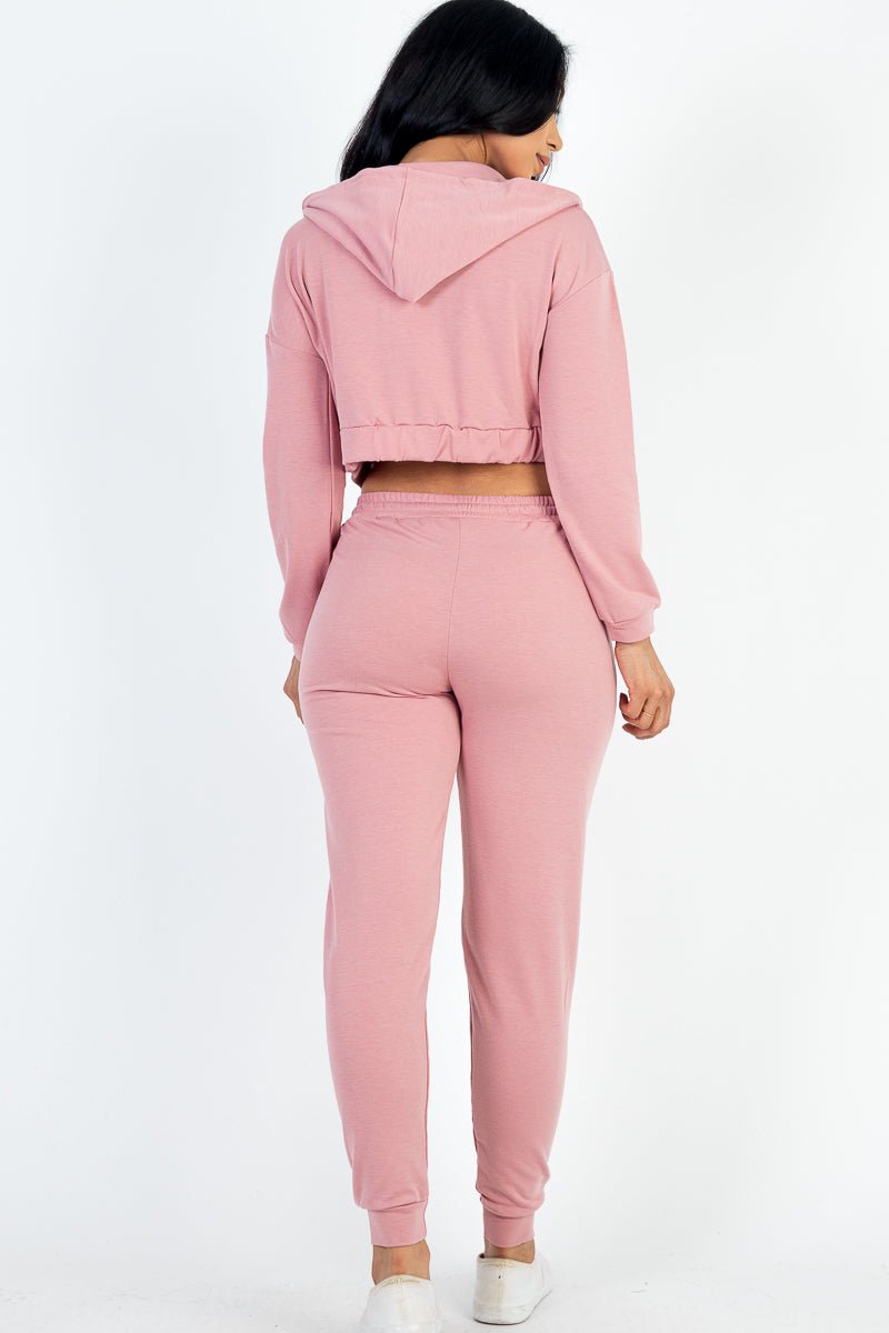 Casual Basics Cropped Jacket, Cami & Joggers Lounge Set - ShopRbls