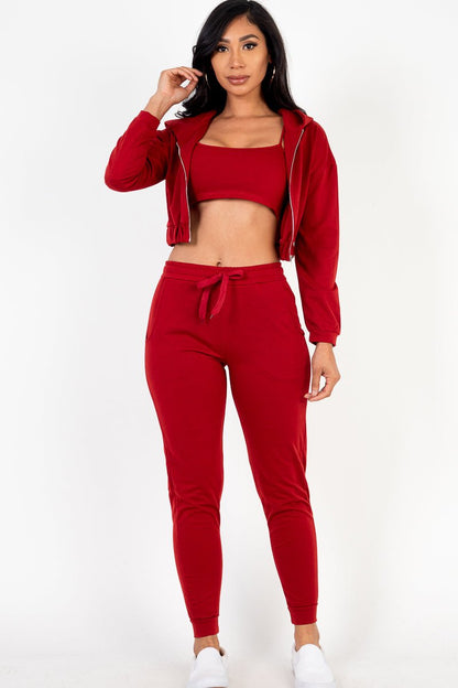 Casual Basics Cropped Jacket, Cami &amp; Joggers Lounge Set - ShopRbls