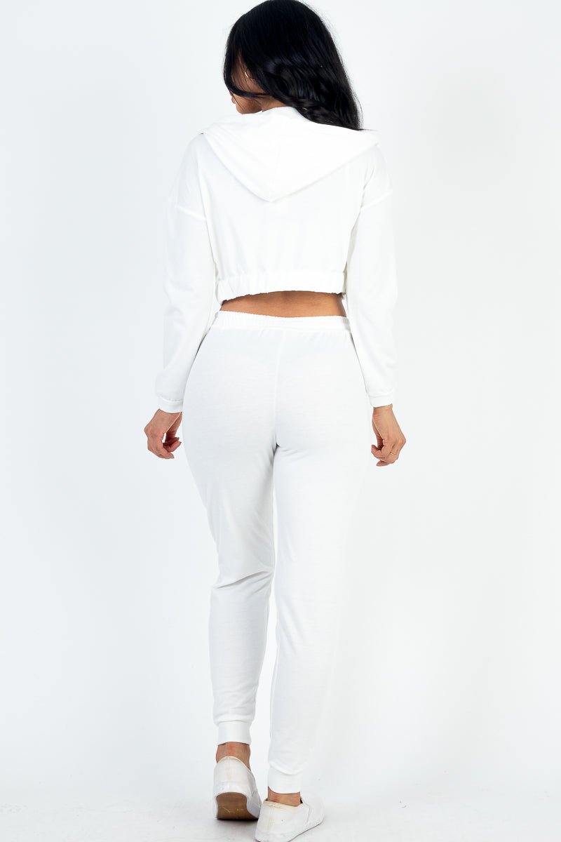 Casual Basics Cropped Jacket, Cami & Joggers Lounge Set - ShopRbls