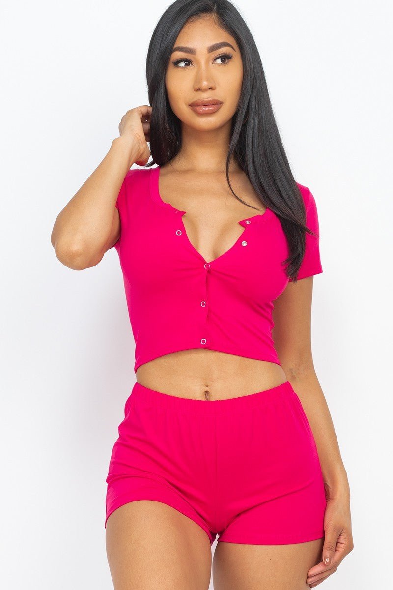 Casual Basics Cropped Tank Top And Shorts Set - ShopRbls