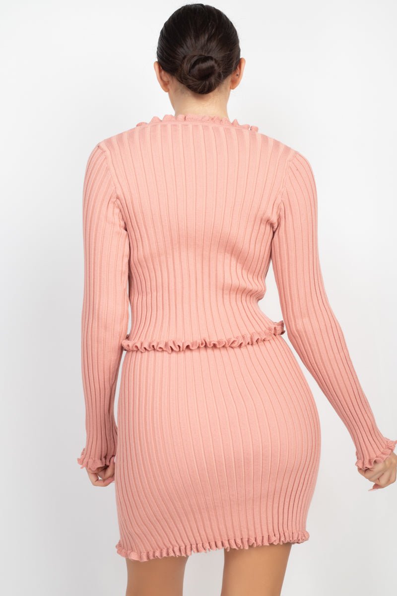 Casual Luxe Ruffle Hem Button Front Cardigan Top - ShopRbls