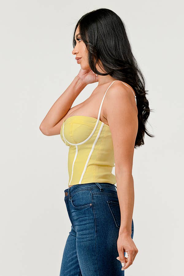 Cherie Contrast Trim Square Neck Cami Bustier Top - ShopRbls