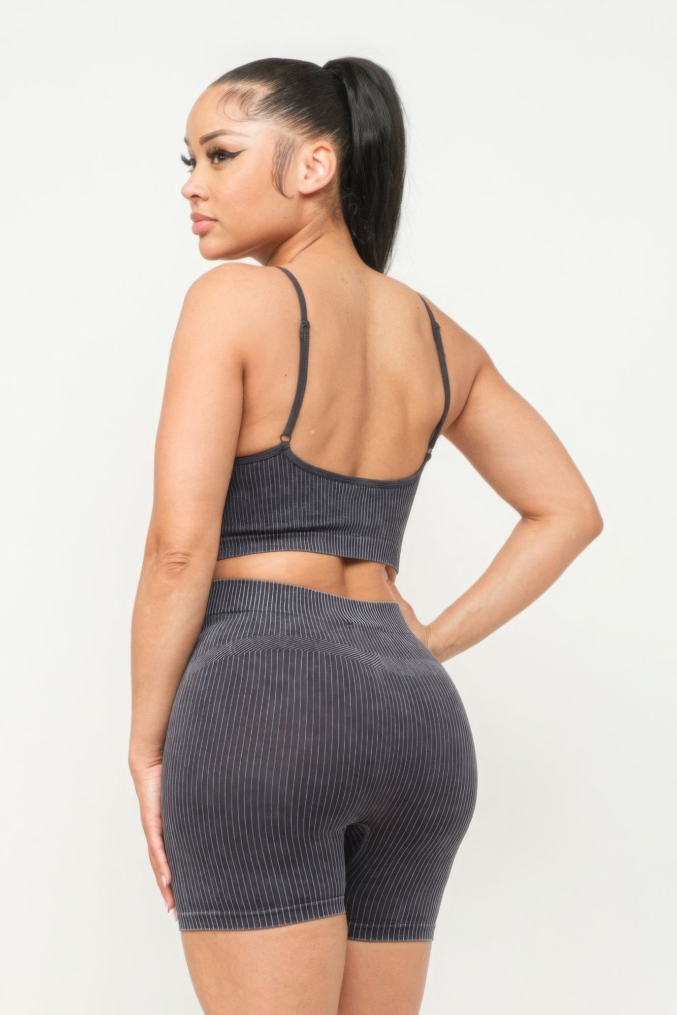 Comfy Peach Washed Seamless Basic Tank Top And Shorts Set - ShopRbls