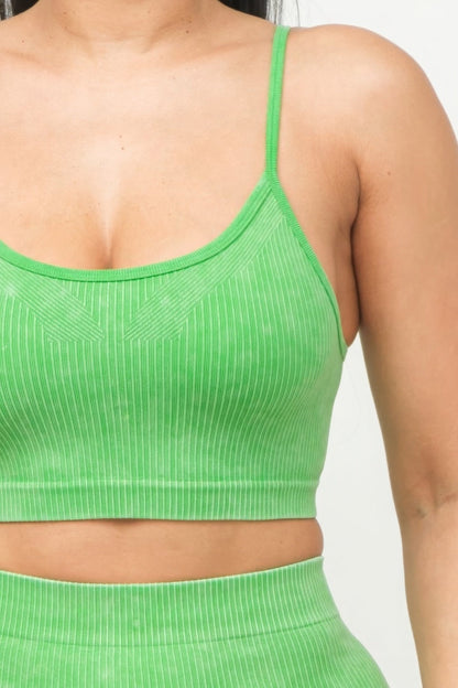 Comfy Peach Washed Seamless Basic Tank Top And Shorts Set - ShopRbls