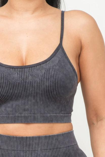 Comfy Peach Washed Seamless Basic Tank Top And Shorts Set - ShopRbls