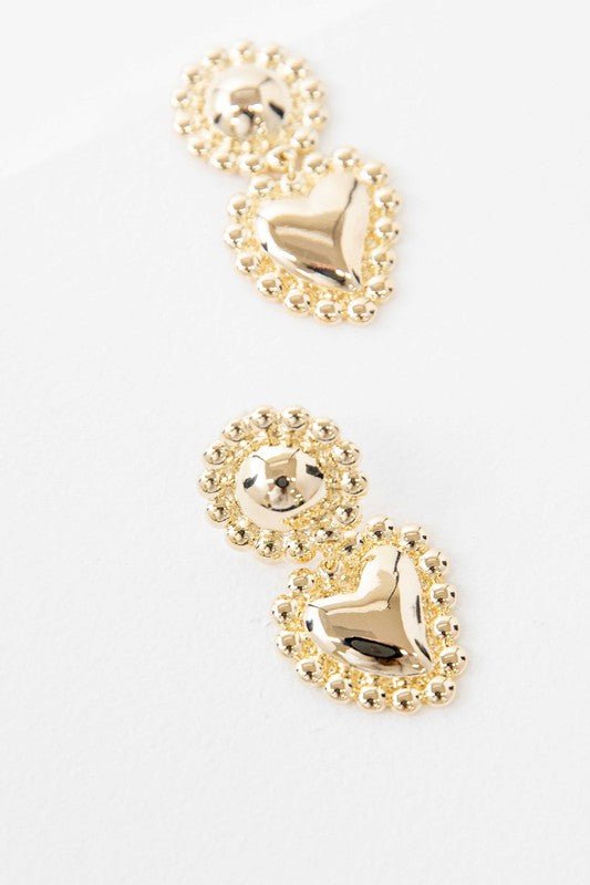 Corazon 14K Gold Heart Drop Earrings - ShopRbls