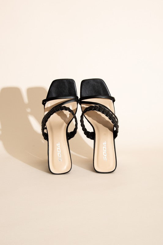 Mina Braided Strap High Heel Mule Sandals