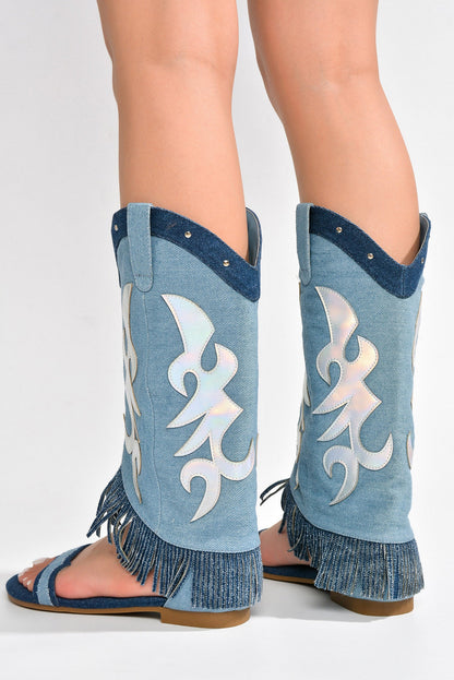 Rodeo Girl Western Fold Over Flat Sandals