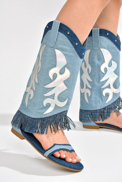 Rodeo Girl Western Fold Over Flat Sandals