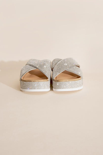 Unicorn Glitter Rhinestone Platform Slides