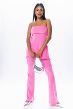 Don't Take It Personal Terry Tube Top Cargo Pant Set - ShopRbls