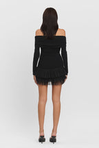 Cynthia Foldover Off Shoulder Sleeve Ruffle Hem Mini Dress